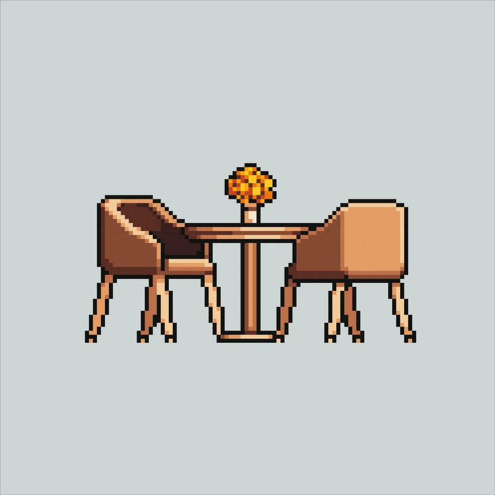 Pixel Kunst Illustration Tabelle und Stuhl. pixelig Tabelle Stuhl. Kaffee Geschäft Tabelle und Stuhl pixelig zum das Pixel Kunst Spiel und Symbol zum Webseite und Video Spiel. alt Schule retro. vektor