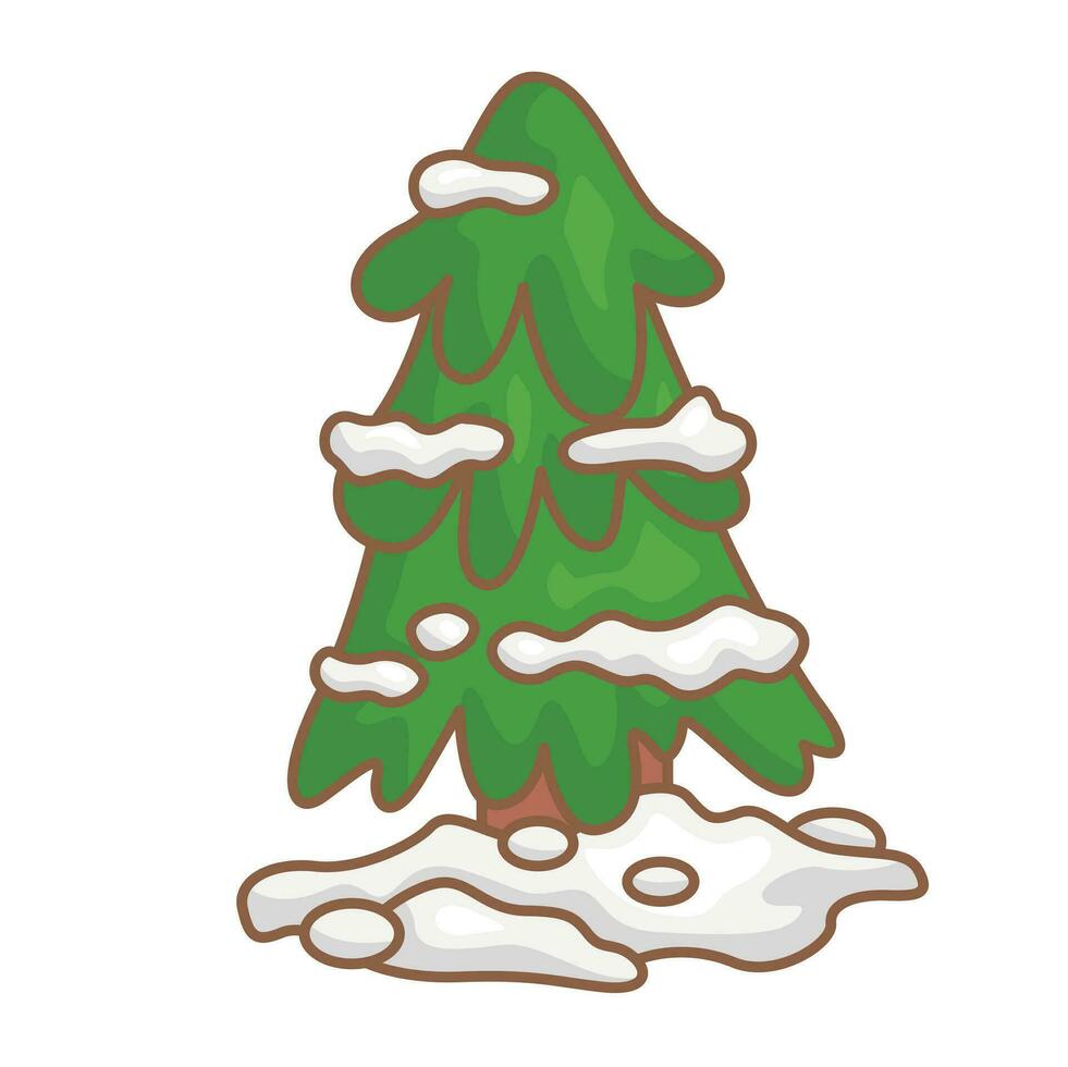 vinter- jul träd natur dekoration bakgrund tecknad serie illustration vektor ClipArt klistermärke