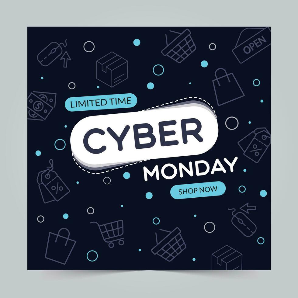 Cyber Montag Verkauf Banner. Promo Werbung Poster, Geschäft Rabatt Flyer oder aus Gutschein. Vektor Illustration, abstrakt Hintergrund.