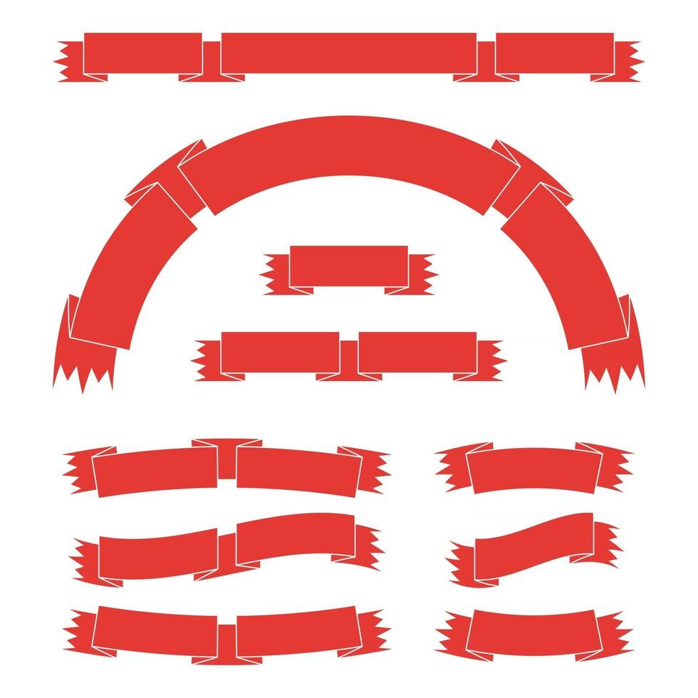 Reihe von farbigen isolierten Bannerbändern auf weißem Hintergrund. einfache flache vektorillustration. mit Platz für Text. geeignet für Infografiken, Design, Werbung, Urlaub, Etiketten. vektor