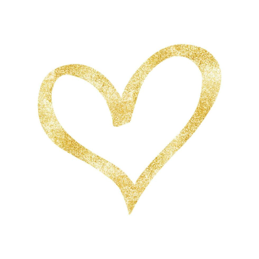 glücklich Valentinstag Tag mit Gold funkeln Gliederung Herz Vektor