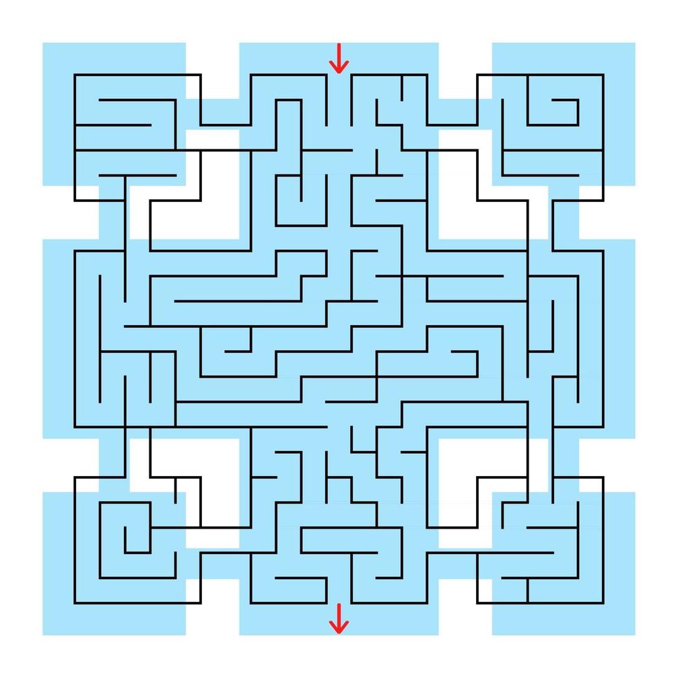 färgstark fyrkantig fantastisk labyrint med ingång och utgång. enkel platt vektor illustration isolerad på vit bakgrund.