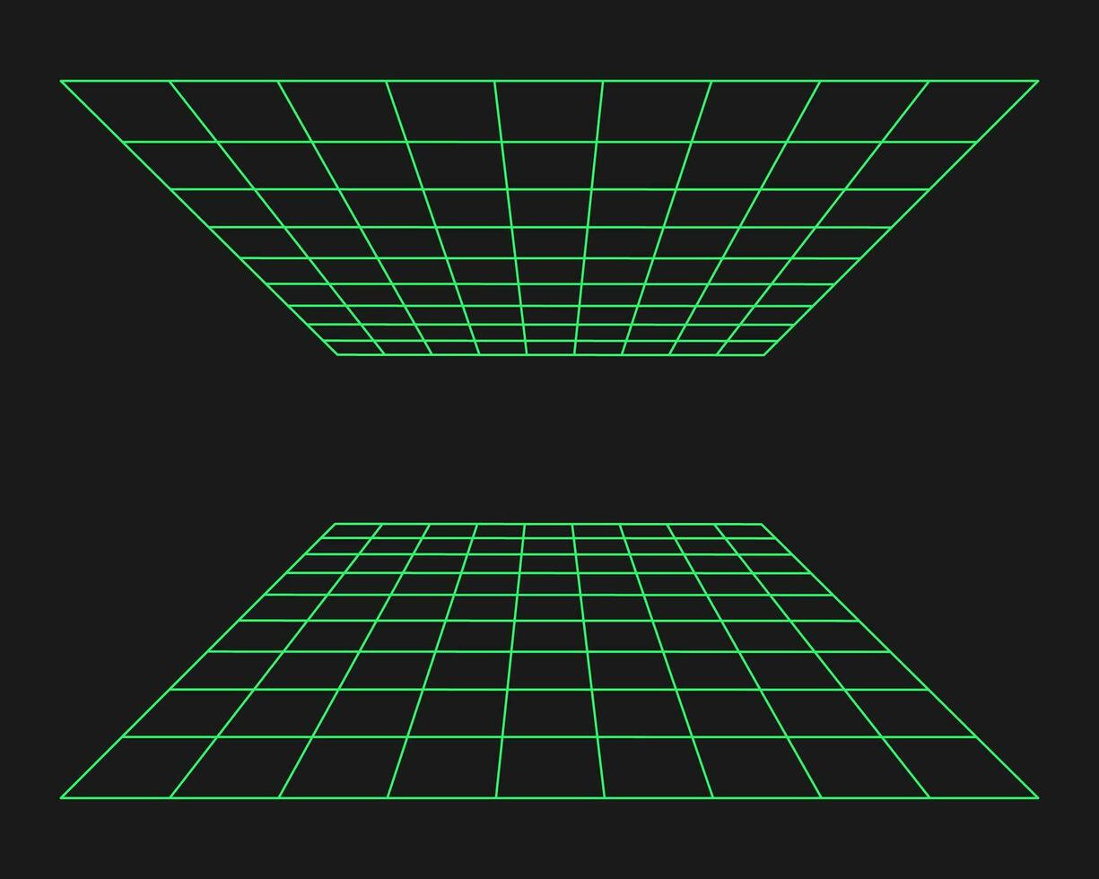 cyberpunk perspektiv tunnel. cyber geometri y2k element. isolerat stil på svart bakgrund. vektor trendig illustration.