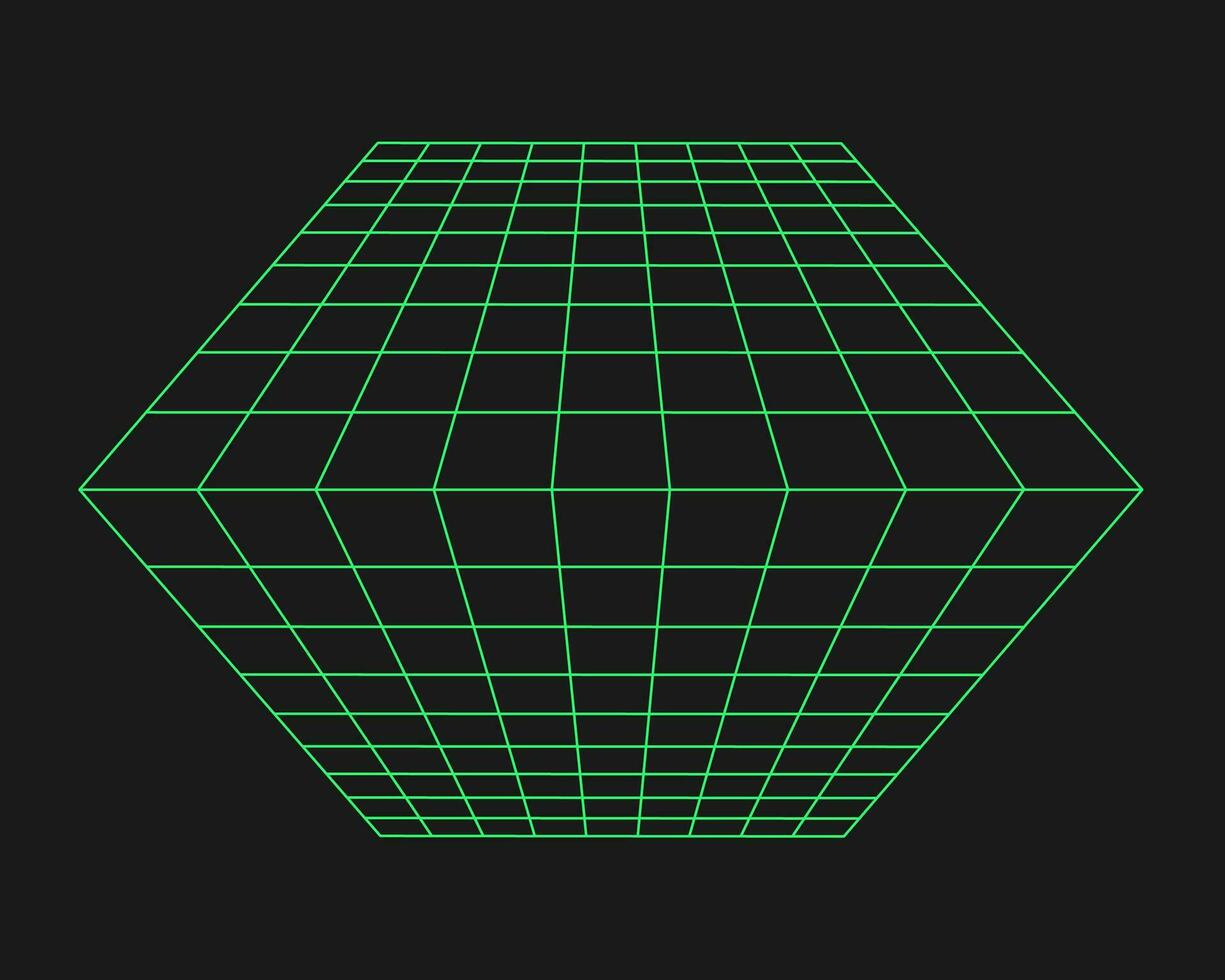 cyberpunk perspektiv rutnät. cyber geometri y2k element. isolerat stil på svart bakgrund. vektor trendig illustration.