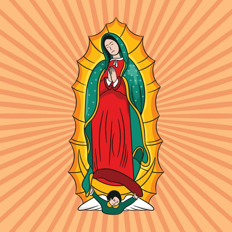 Hand gezeichnet realistisch Vektor Illustration von dia de la Jungfrau de Guadalupe