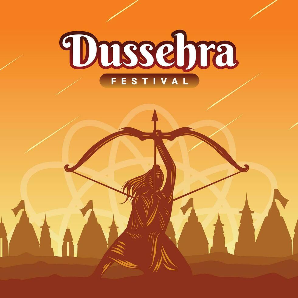 Silhouette Vektor Illustration zum Dussehra Festival Tag Gruß Post