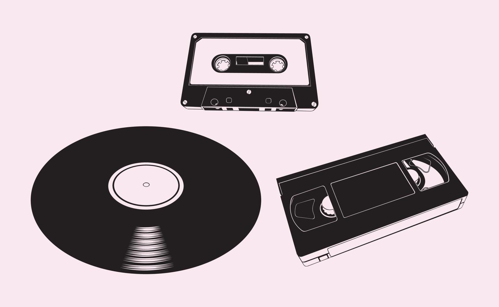 vintage audio-video media illustrationer vektor