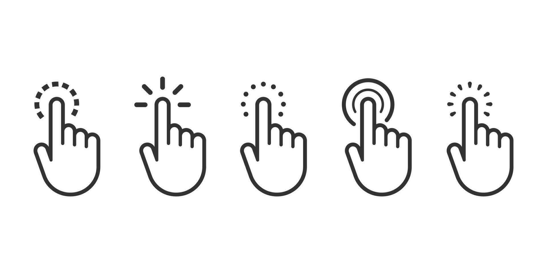 Zeiger Mauszeiger Maus Symbol. Klicken Mauszeiger, zeigen Hand Klicks Symbole. Vektor Illustration.
