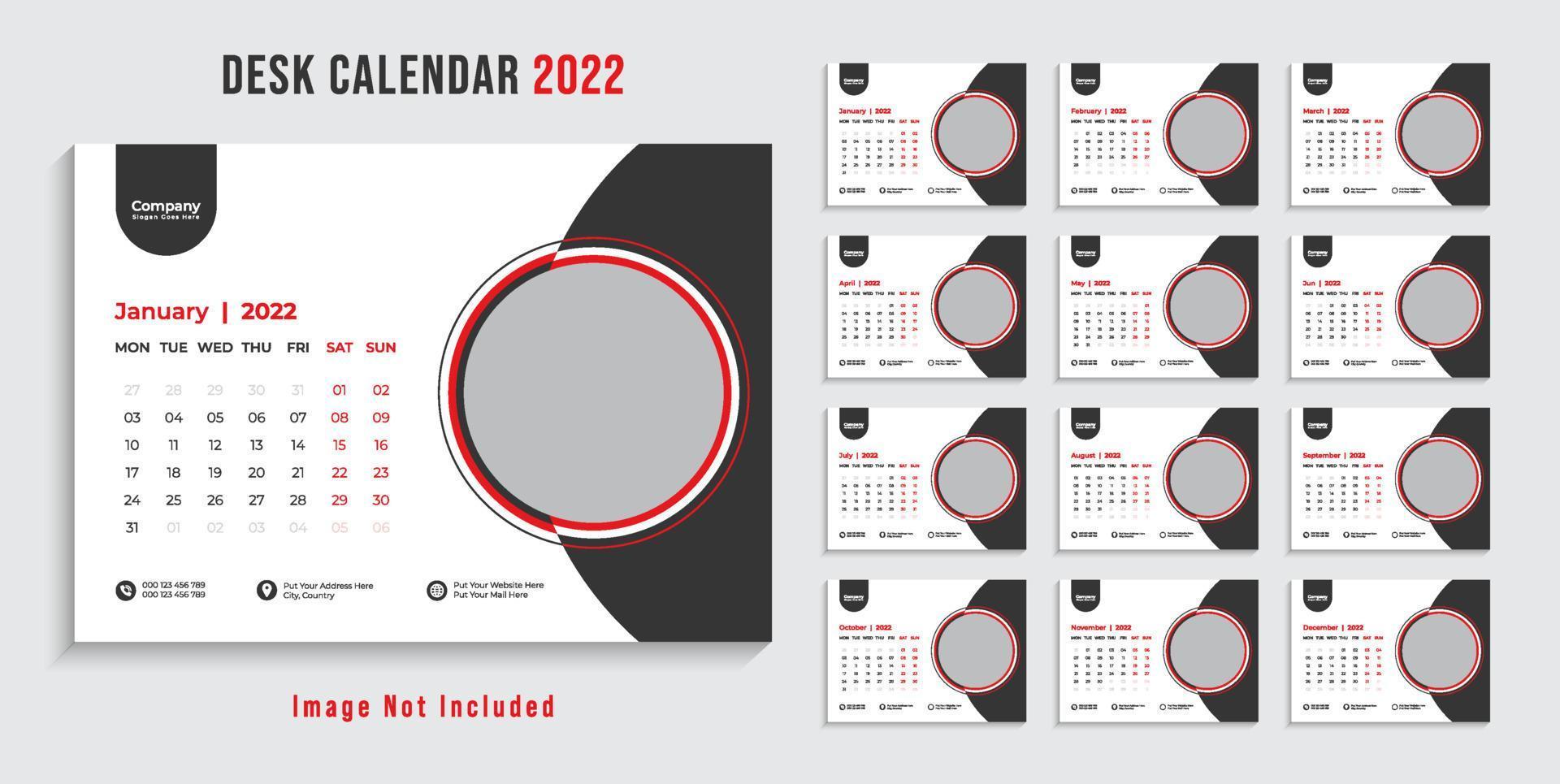 modern 2022 skrivbordskalender designmall pro vektor