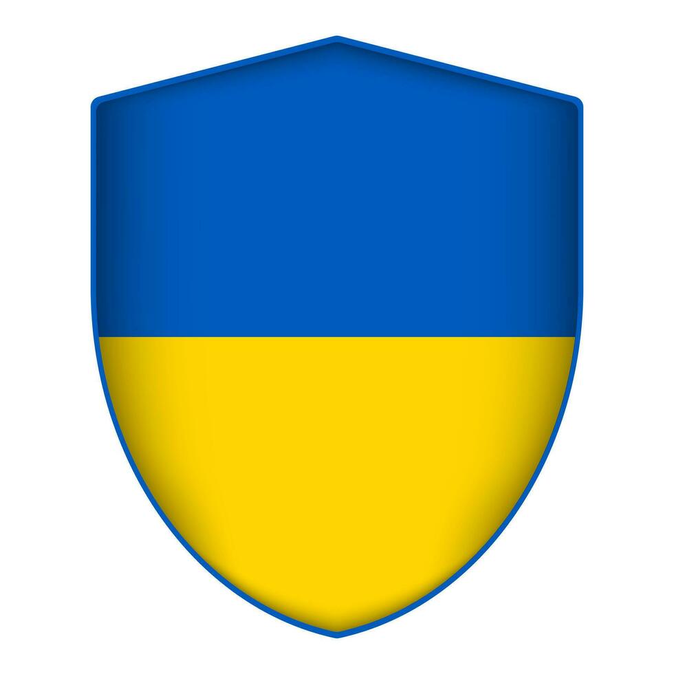 Ukraine Flagge im Schild Form. Vektor Illustration.