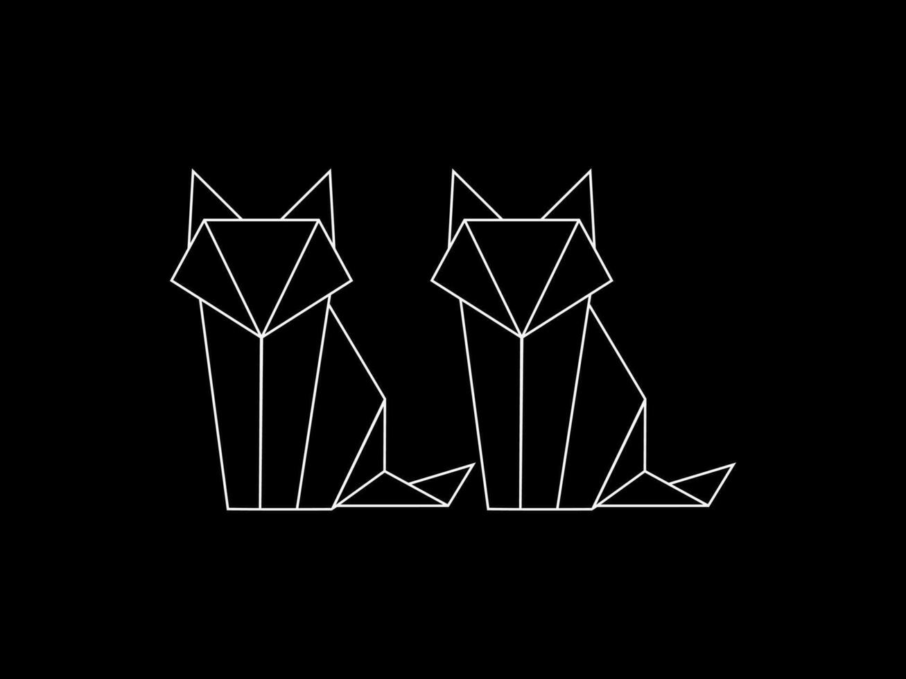 Paar von das Fuchs polygonal Linien Illustration, können verwenden zum Logo Gramm, Kunst Illustration, Webseite, Piktogramm, Apps, oder zum Design Element. Vektor Illustration