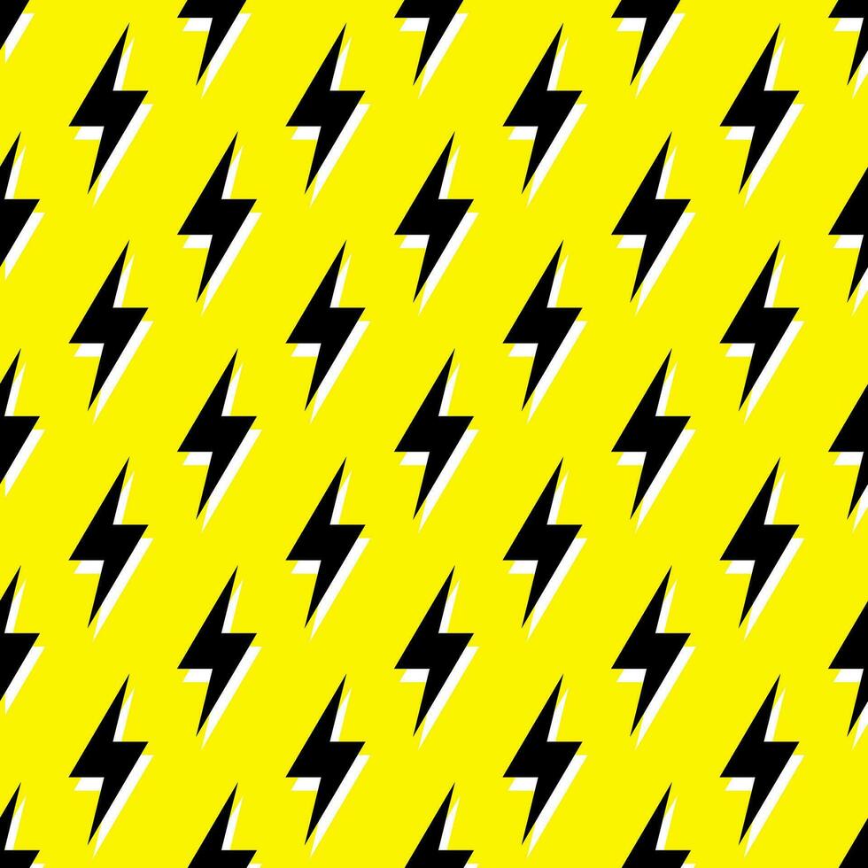 Donner Vektor nahtlos Muster, Hintergrund. Bolzen Symbol Muster. Gelb nahtlos Muster mit elektrisch Blitz Schrauben.