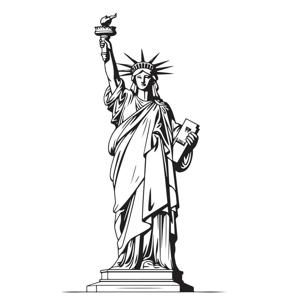 staty av frihet tecknad serie. ny york landmärke. amerikan symbol. vektor silhuett