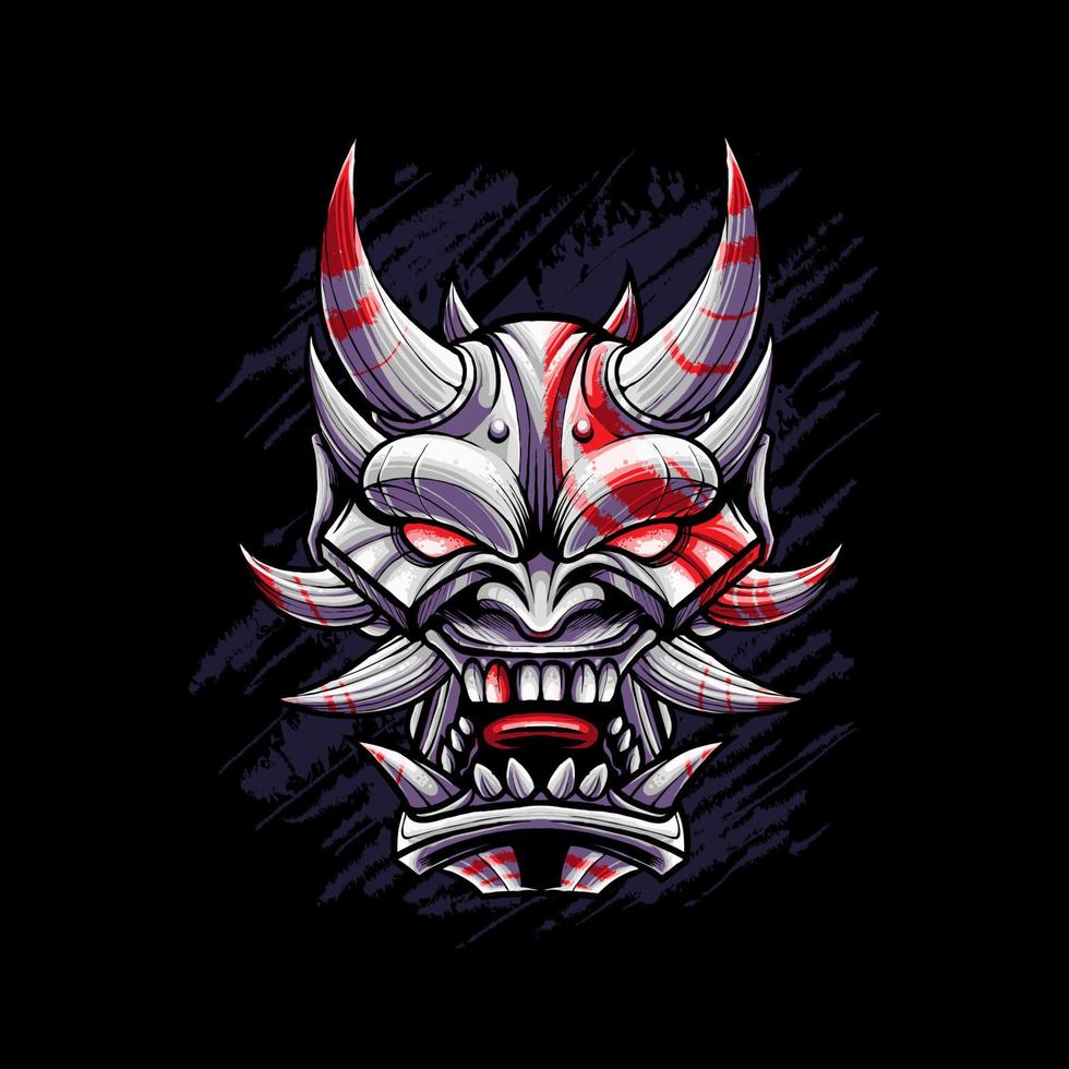 japanische teufel oni maskenillustration vektor