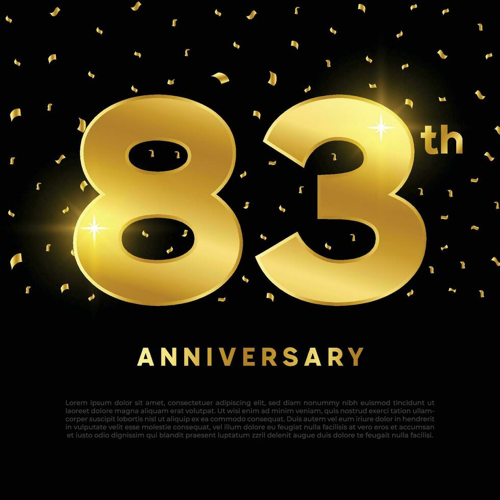 83 .. Jahrestag Feier mit Gold funkeln Farbe und schwarz Hintergrund. Vektor Design zum Feierlichkeiten, Einladung Karten und Gruß Karten.