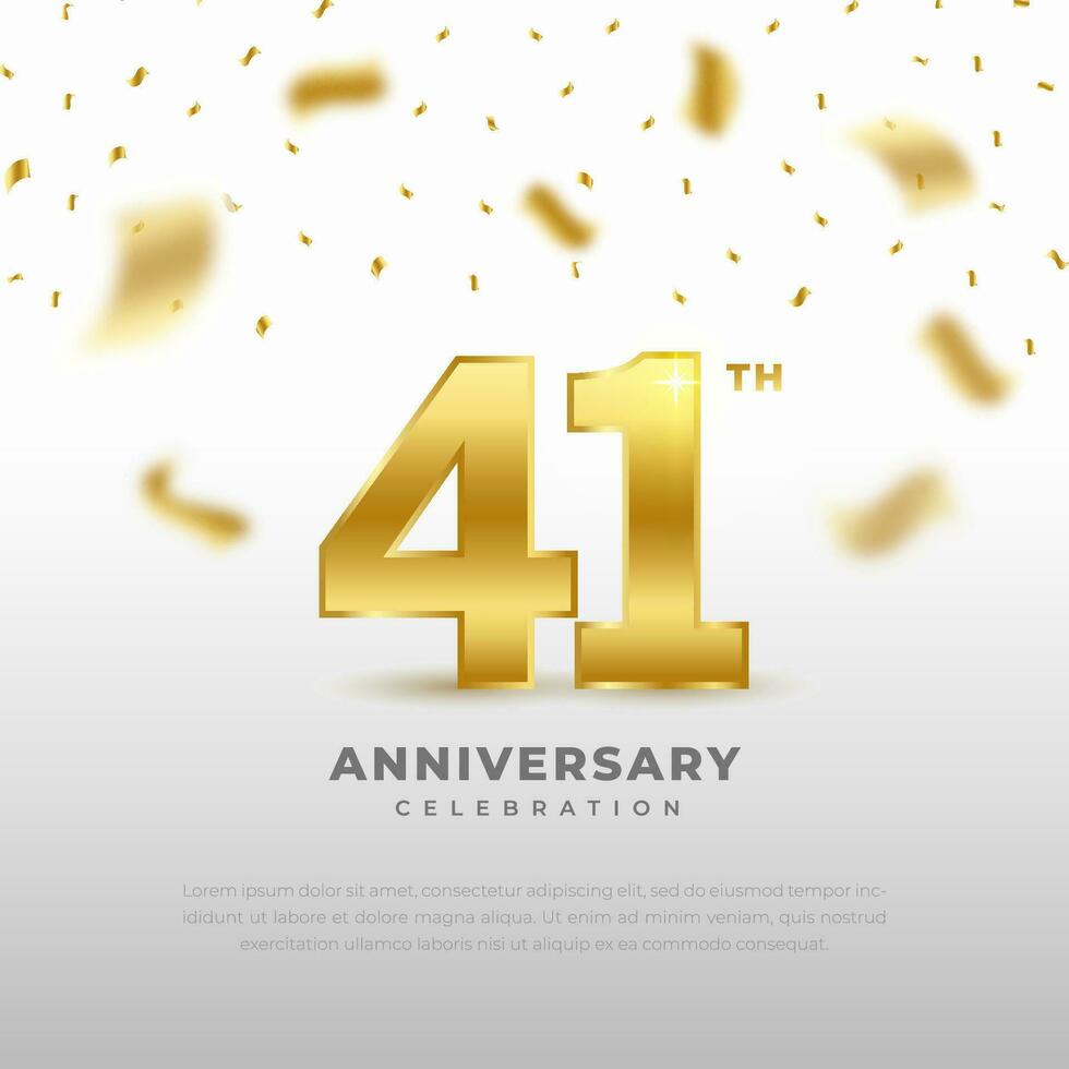 41: e årsdag firande med guld glitter Färg och vit bakgrund. vektor design för firande, inbjudan kort och hälsning kort.