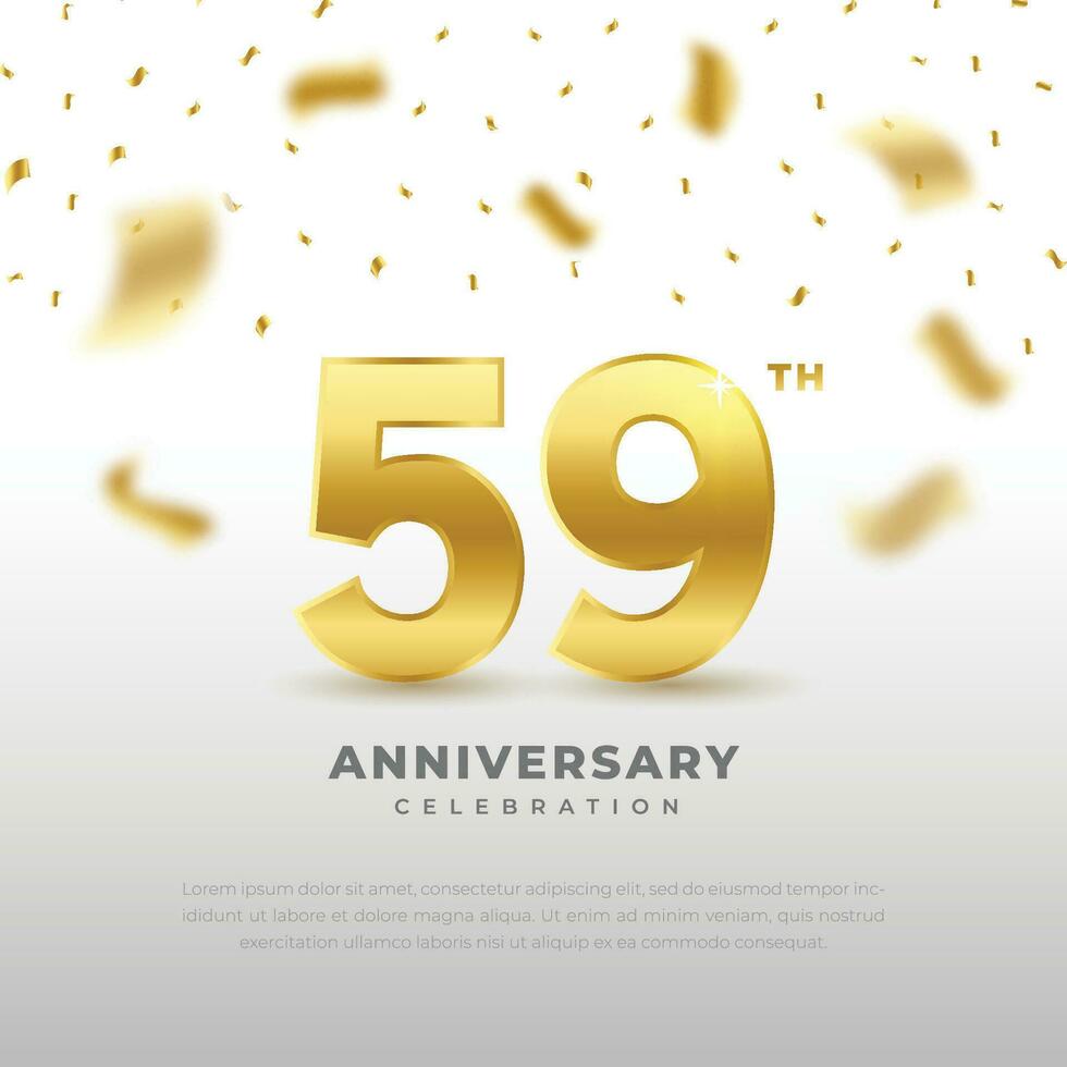 59 Jahrestag Feier mit Gold funkeln Farbe und Weiß Hintergrund. Vektor Design zum Feierlichkeiten, Einladung Karten und Gruß Karten.