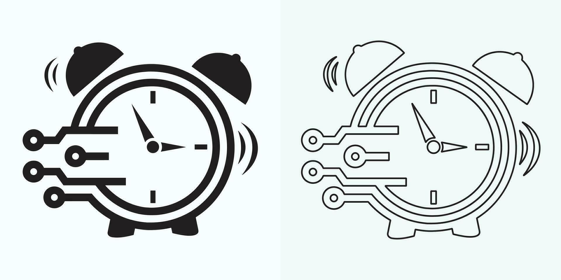 Zeit und Uhr einstellen von linear Symbole. Zeit Management. Timer, Geschwindigkeit, Alarm, wiederherstellen, Zeit Management, Kalender und mehr. Sammlung von Zeit, Uhr, betrachten, Timer Vektor einfach Gliederung Symbole zum Netz