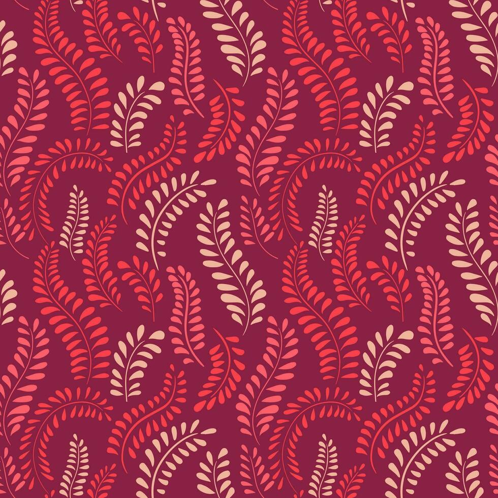 abstrakt, enkel sömlös mönster med vektor hand dra mycket liten stiliserade löv grenar med skiss droppar, prickar, fläckar. mall för design, mode, interiör dekor, textil, tyg, tapet, textur