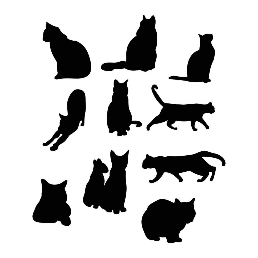 Katze schwarz einstellen Illustration Silhouette vektor