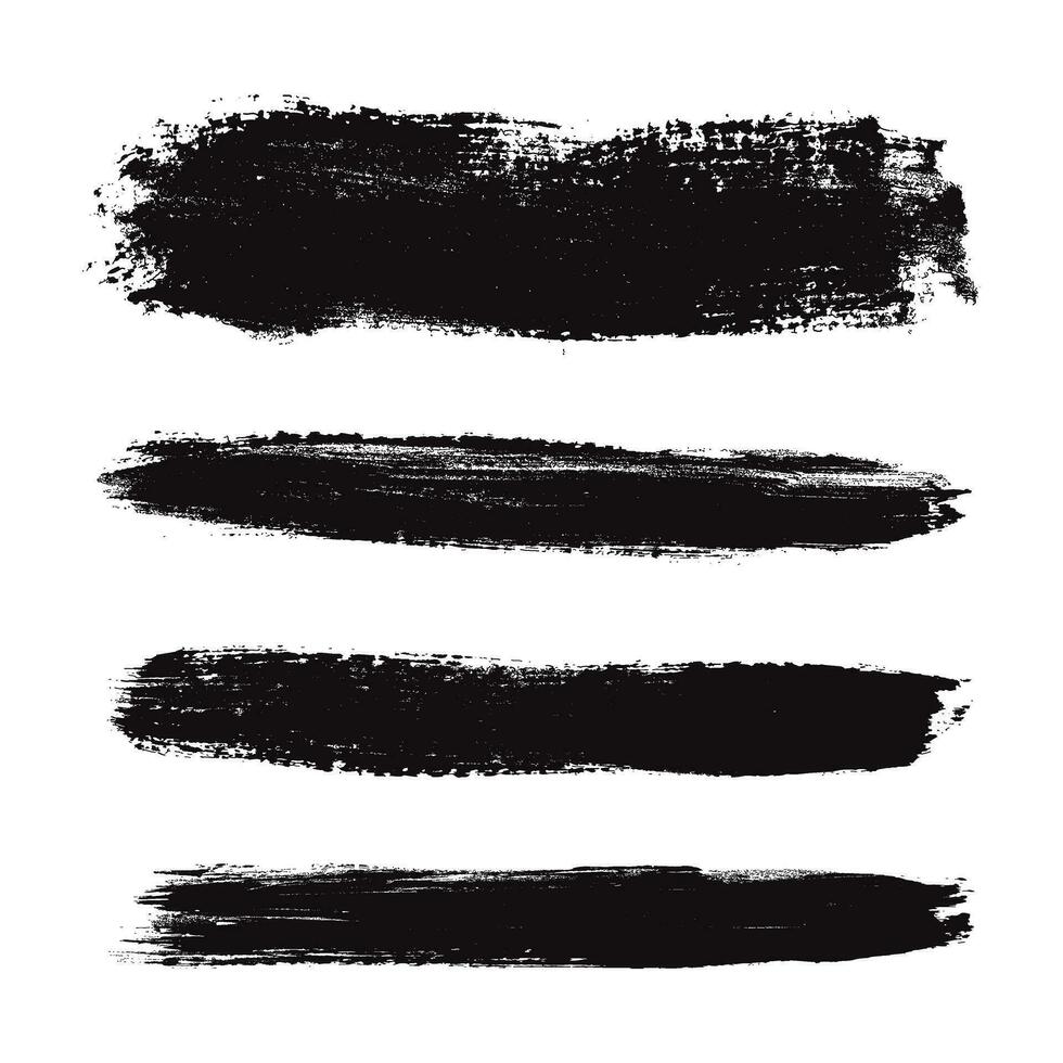 borsta stroke svart illustration uppsättning silhuett vektor