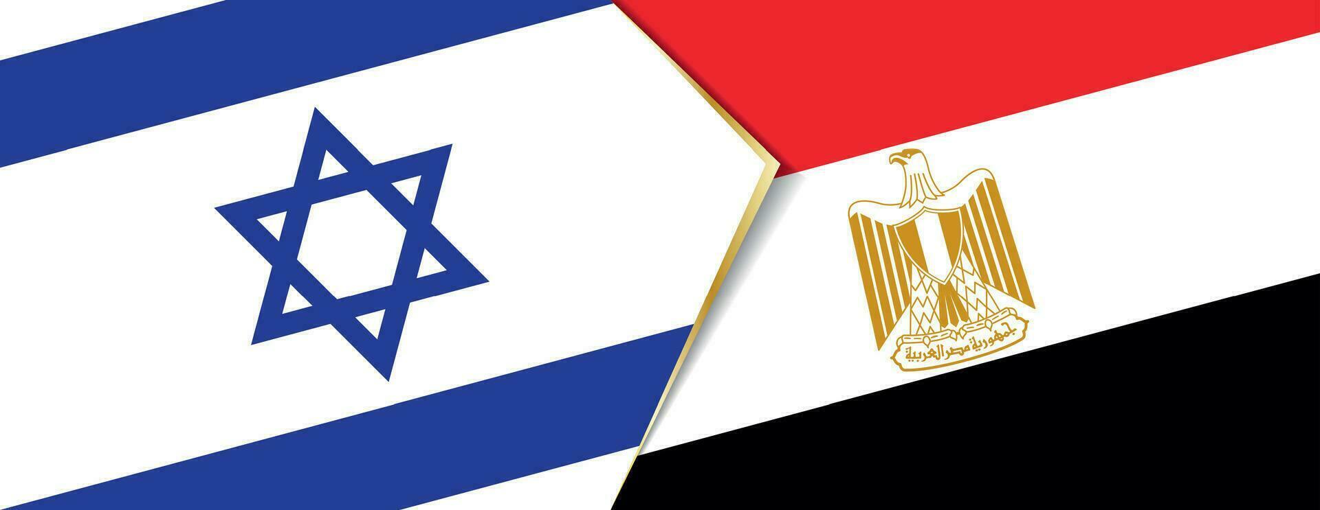 Israel och egypten flaggor, två vektor flaggor.
