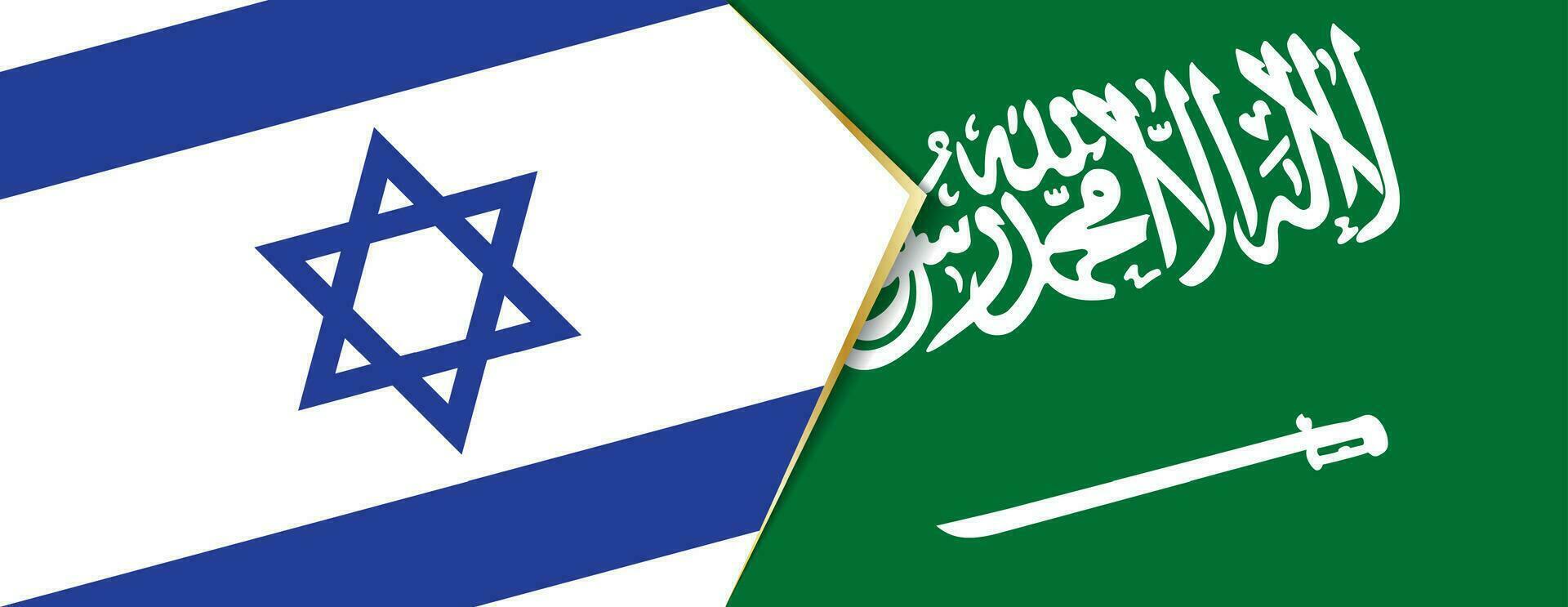 Israel und Saudi Arabien Flaggen, zwei Vektor Flaggen.