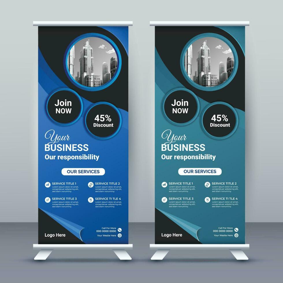 företag rulla upp uppsättning. standee design. modern utställning reklam baner mall, abstrakt blå geometrisk triangel bakgrund vektor, flygblad, presentation, folder, rulla upp baner, stå affisch vektor