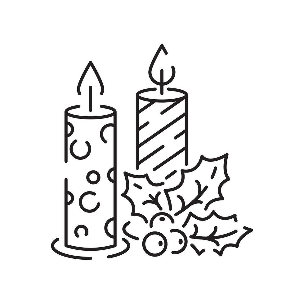 Vektor Kerze Linie Symbol. Weihnachten schwarz linear Symbole auf ein Weiß Hintergrund. editierbar Schlaganfall. glücklich Neu Jahr, Geburtstag, und Kirche oder Christian, beten.