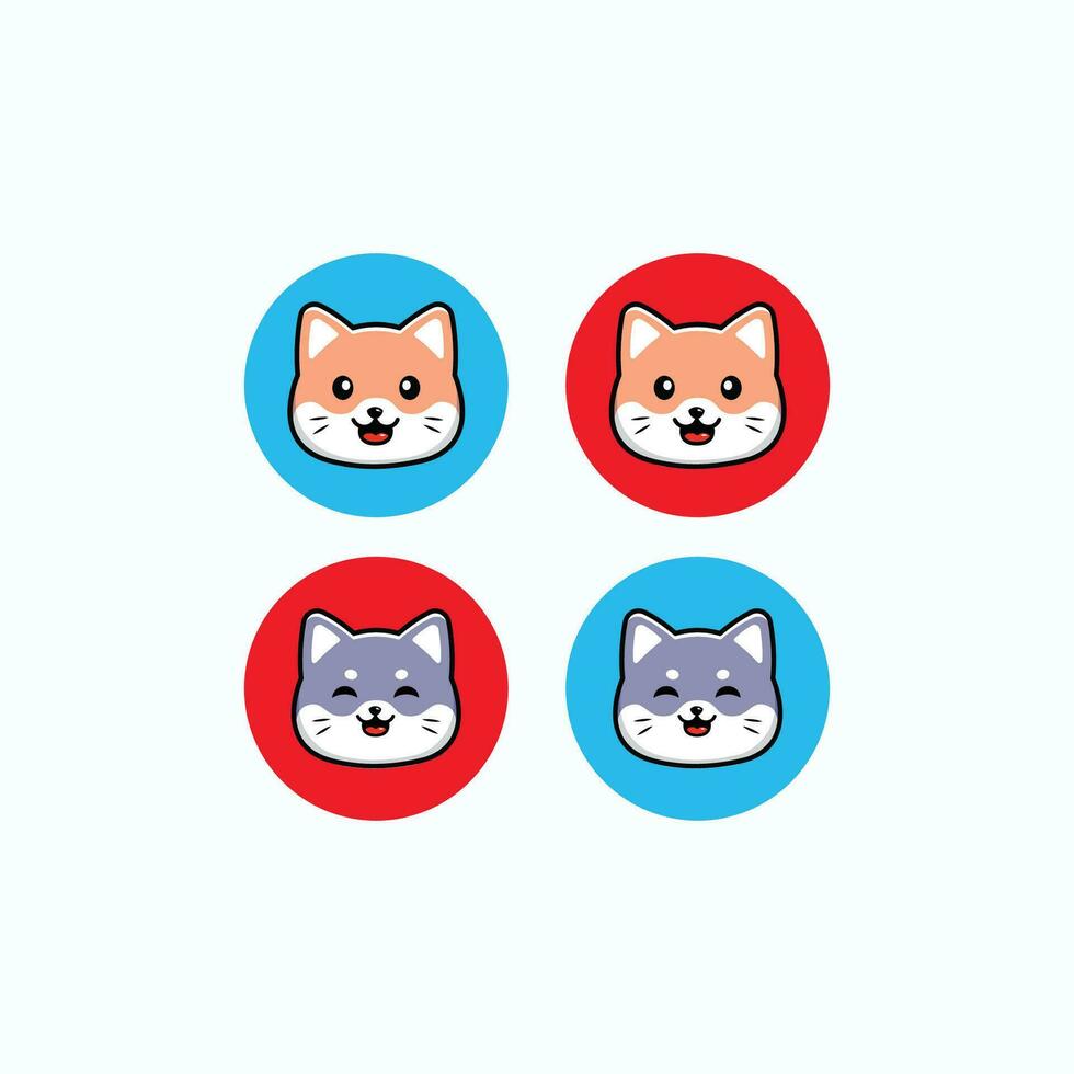 katt och hund ansikte logotyp design isolerat vektor mall illustration