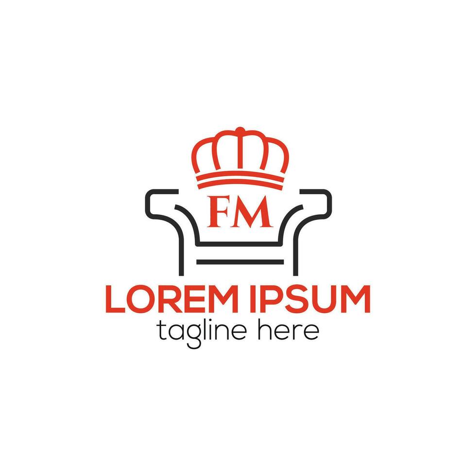 Möbel Logo Design mit kreativ fm oder m Brief Konzept vektor