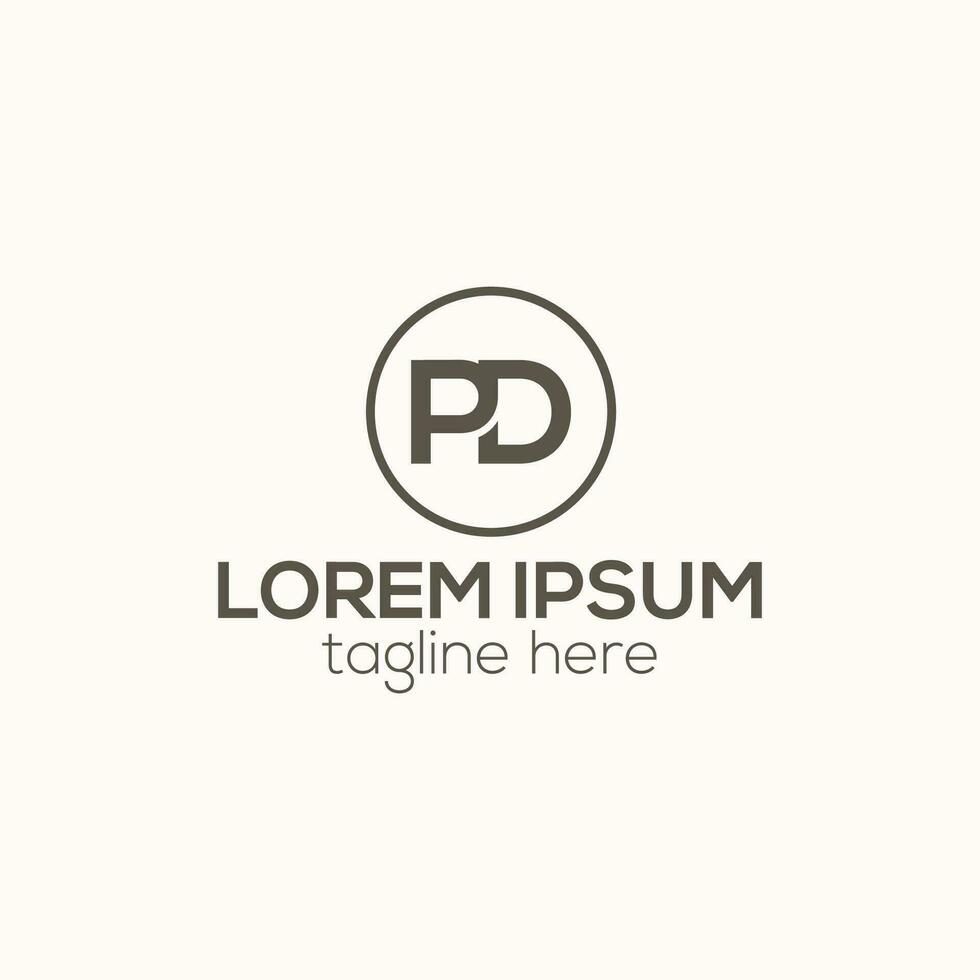 första brev pd eller dp logotyp design med skugga lutning Färg vektor mall