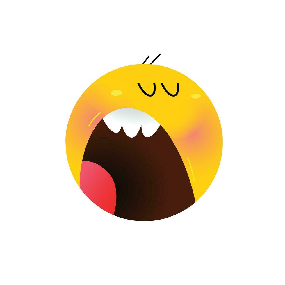 Gelb runden Kopf, Gesicht. Vektor. eben Illustration von stilisiert Mensch Gesicht. runden unterzeichnen. Emoji Gelb traurig Gesicht. Symbol, Symbol. schreiend Kopf. vektor