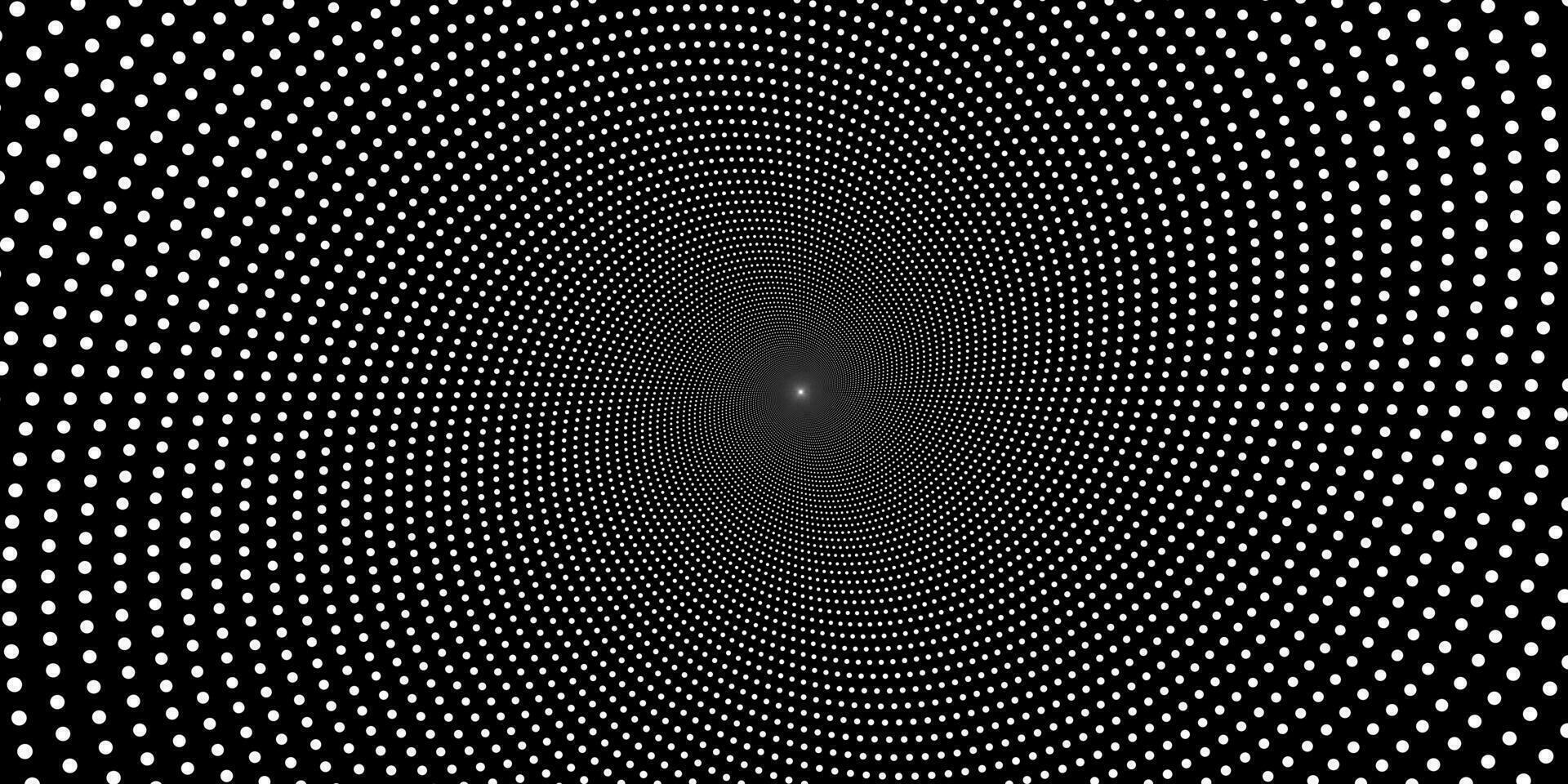 virvlande radiell bakgrund. svart och vit halvton prickad bakgrund pop- konst täcka över textur. vektor