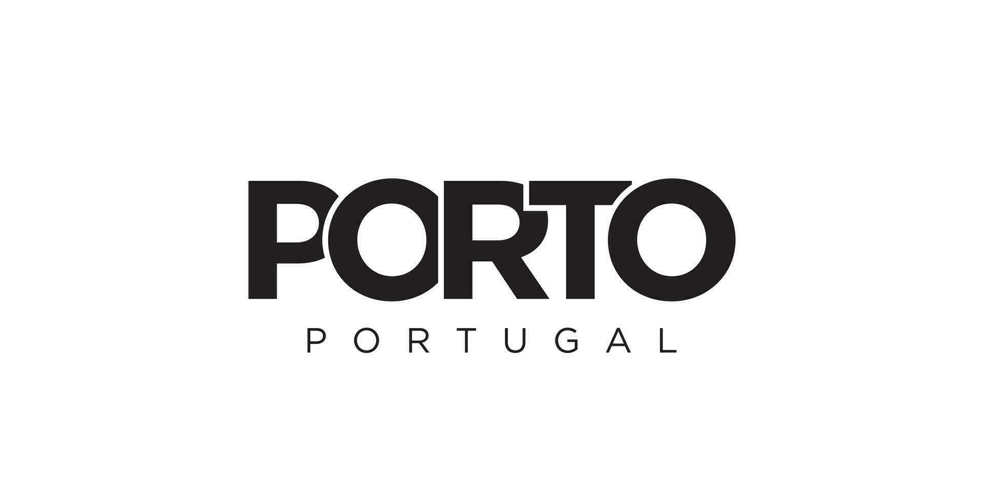 porto i de portugal emblem. de design funktioner en geometrisk stil, vektor illustration med djärv typografi i en modern font. de grafisk slogan text.