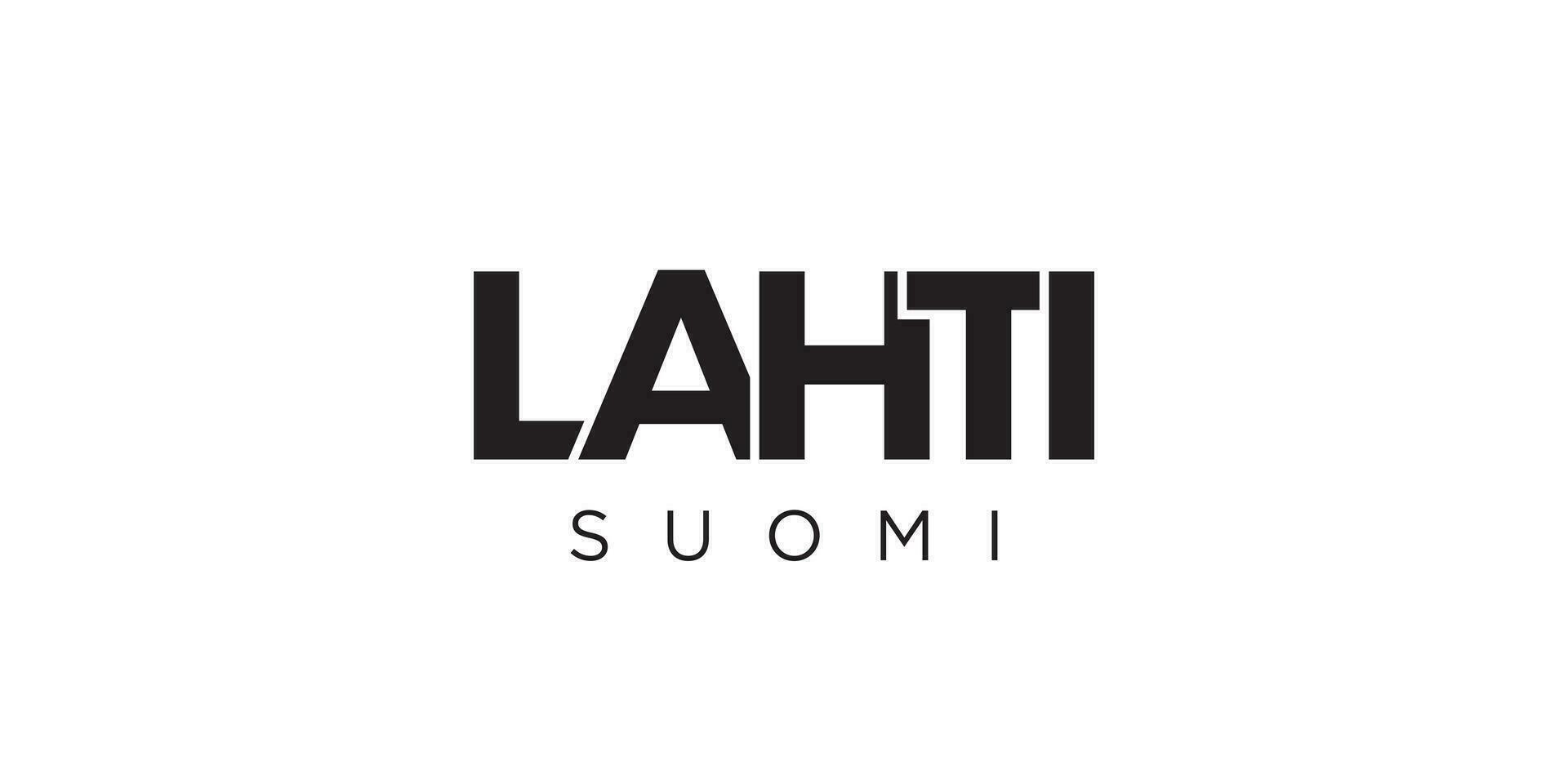 lahti i de finland emblem. de design funktioner en geometrisk stil, vektor illustration med djärv typografi i en modern font. de grafisk slogan text.