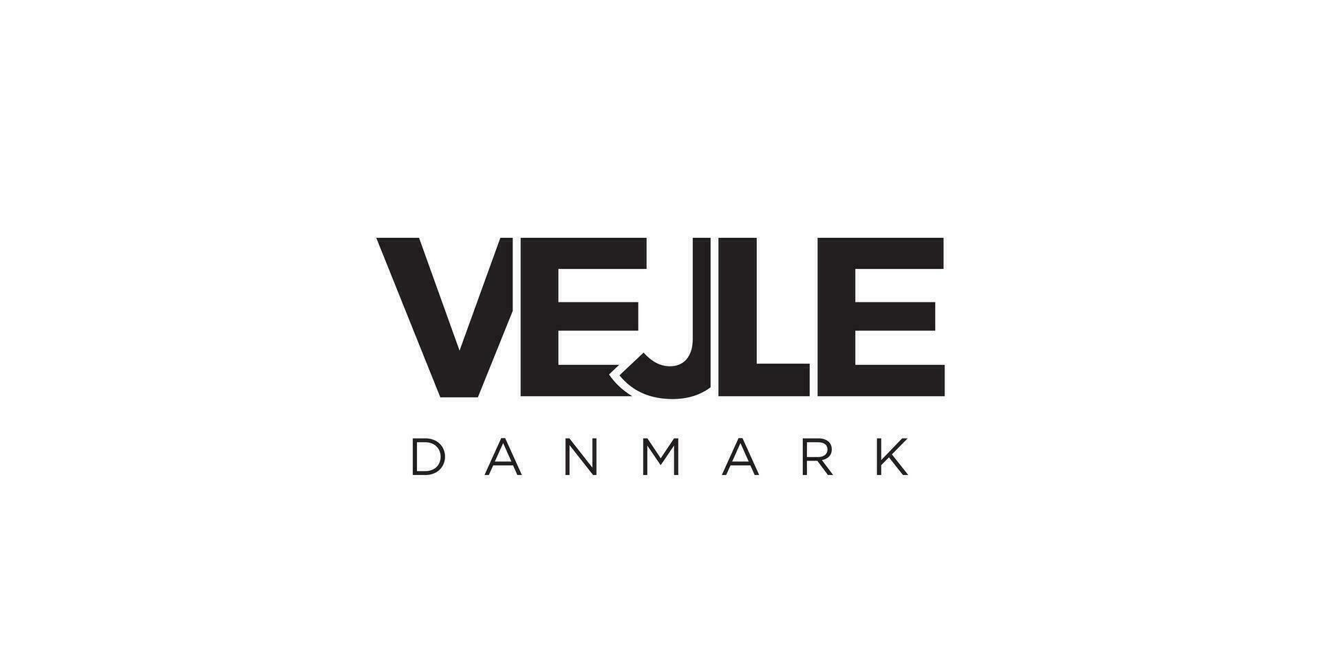 vejle im das Dänemark Emblem. das Design Eigenschaften ein geometrisch Stil, Vektor Illustration mit Fett gedruckt Typografie im ein modern Schriftart. das Grafik Slogan Beschriftung.