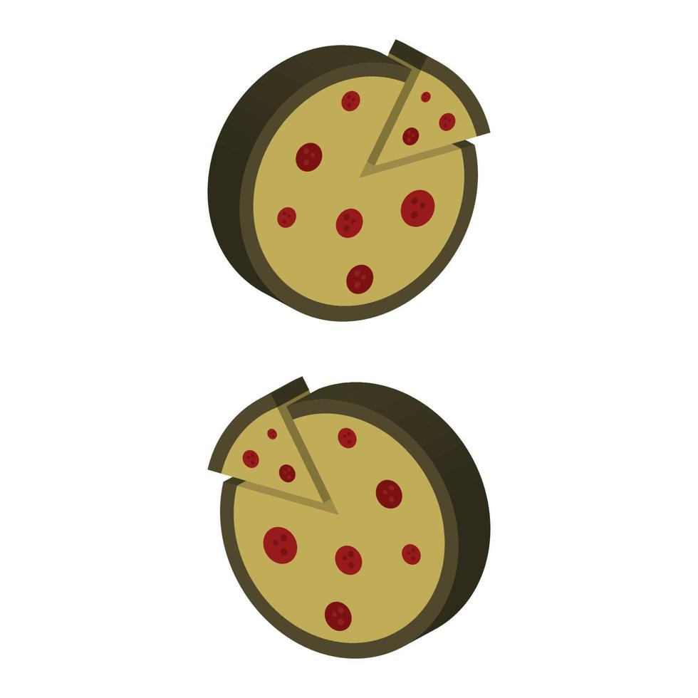 Pizza illustriert auf weißem Hintergrund vektor