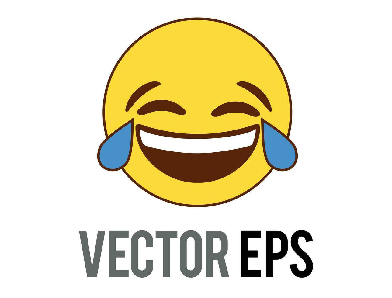 isolerat gul skrattande, leende ansikte platt ikon med blå gråt tårar vektor