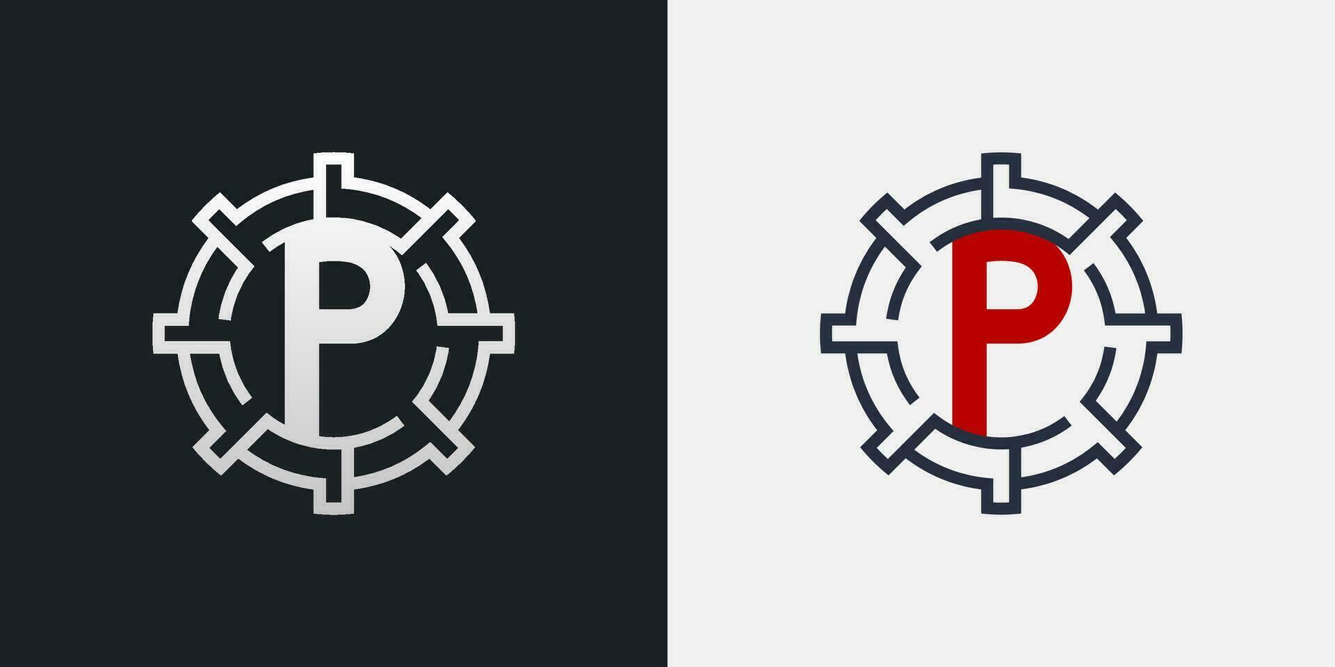 p logotyp design. rena och modern brev p logotyp i runda form vektor