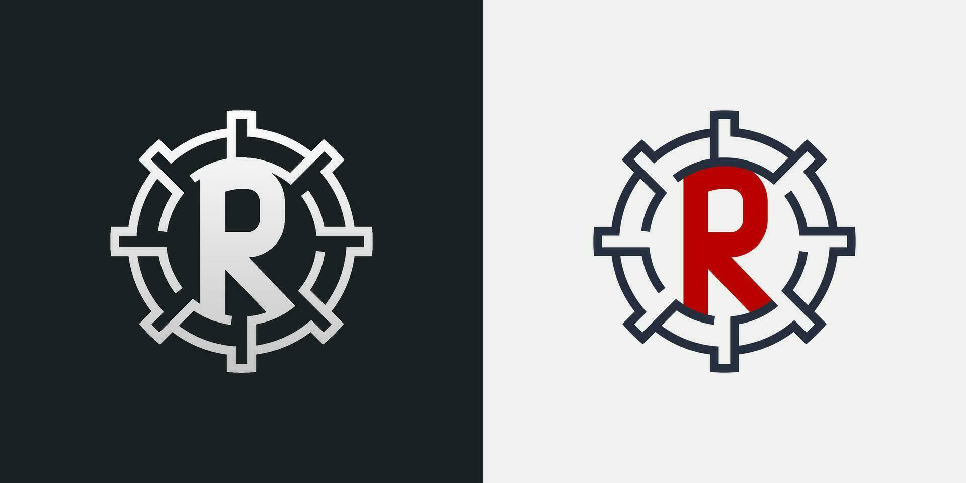 r logotyp design. rena och modern brev r logotyp i runda form vektor