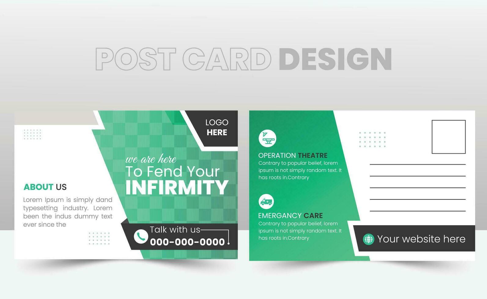 medizinisch oder Gesundheitswesen Postkarte Design kostenlos Vektor. vektor