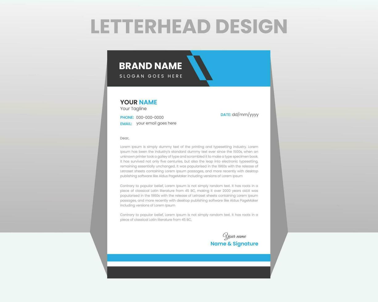 företags- modern brev design mall med blå Färg. kreativ modern brev huvud design mall vektor design