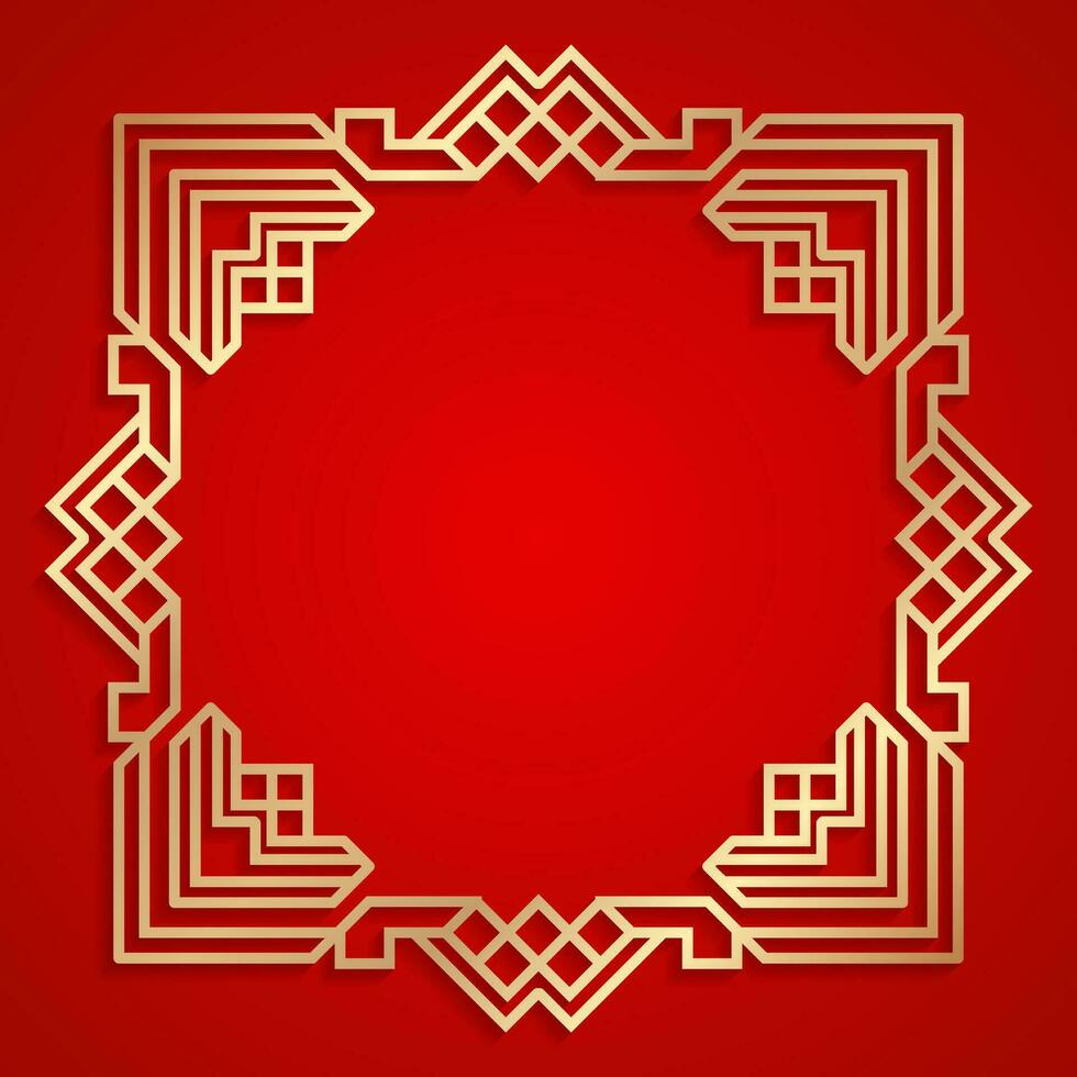 gyllene orientalisk ram på röd bakgrund. - vektor. vektor