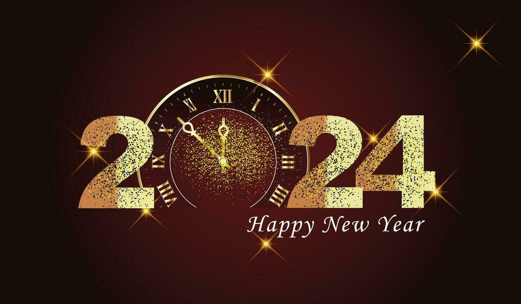 Lycklig ny år 2024, ny år hälsning kort, ny år lysande bakgrund vektor