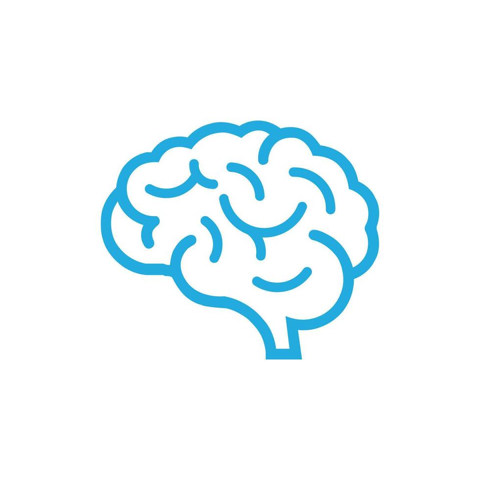 Blau Mensch Gehirn medizinisch Linie Kunst Vektor Symbol Illustration isoliert auf Weiß Hintergrund