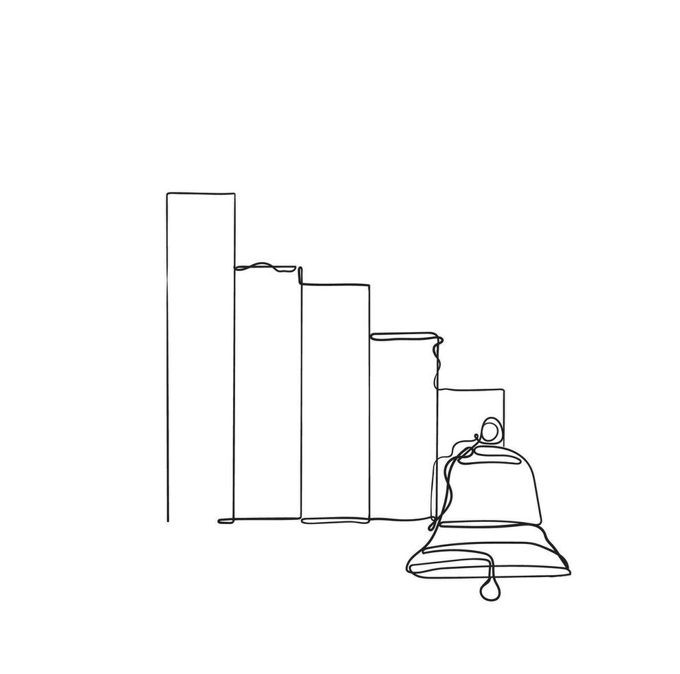 kontinuierlich Linie Zeichnung Bar Diagramm mit Glocken vektor