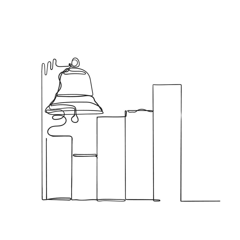 kontinuierlich Linie Zeichnung Bar Diagramm mit Glocken vektor