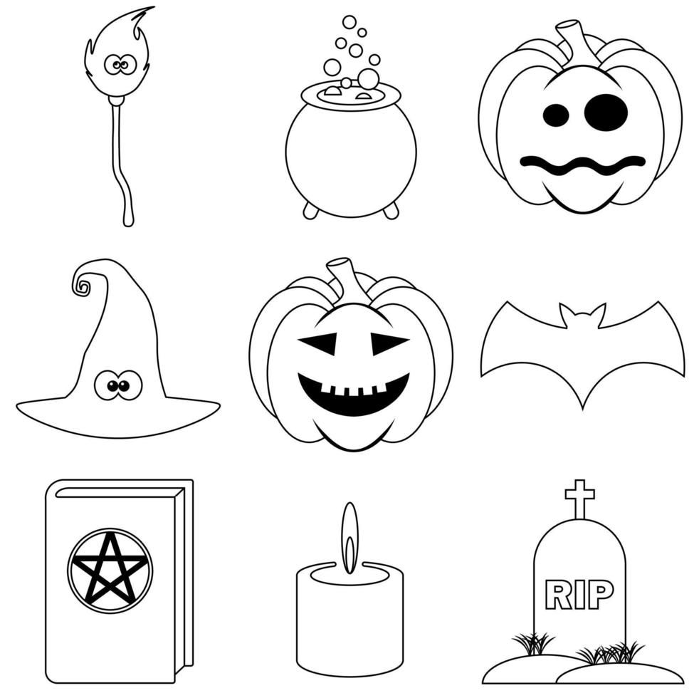 Satz beängstigender Halloween-Symbole im flachen Stil für das Web vektor