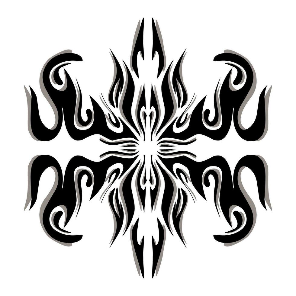 svart stam- mandala ikon med skugga. perfekt för logotyper, ikoner, föremål, tatueringar, klistermärken, affischer, banderoller, kläder, hattar vektor
